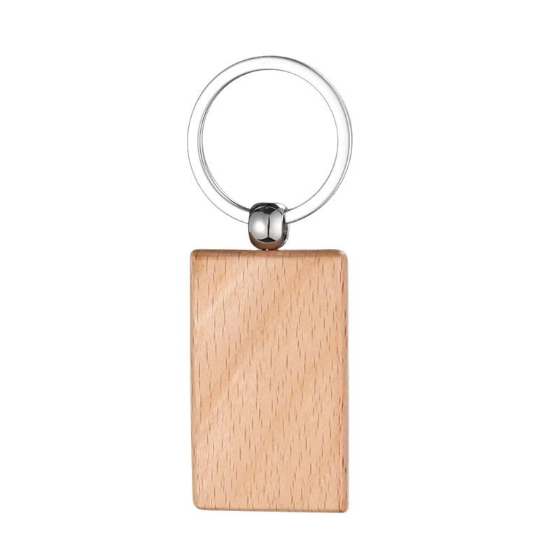 Keychain de madera tallado láser Keychain de madera Colgante de madera Fiesta de negocios Regalo pequeño Keychain