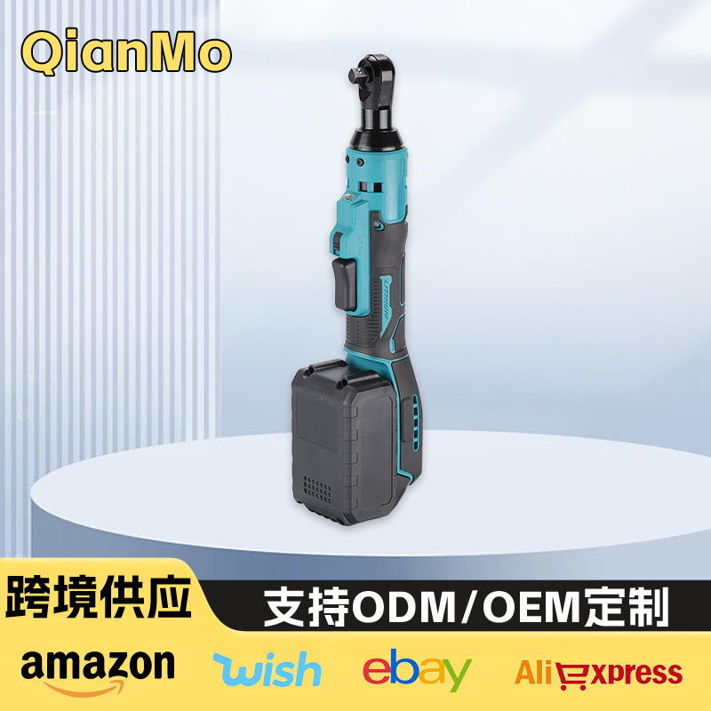 跨境90度锂电直角扳手外贸家用便携式角向舞台桁架电动棘轮扳手