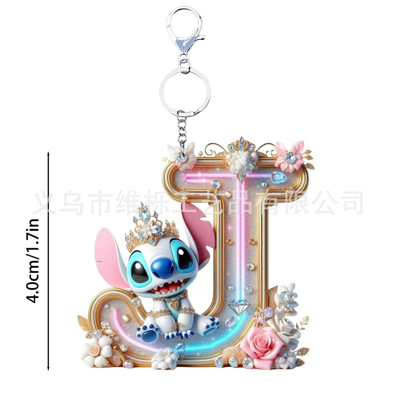 国境を越えた新しいアクリルフラット2Dステッチ26英字アクリルキーホルダー|undefined