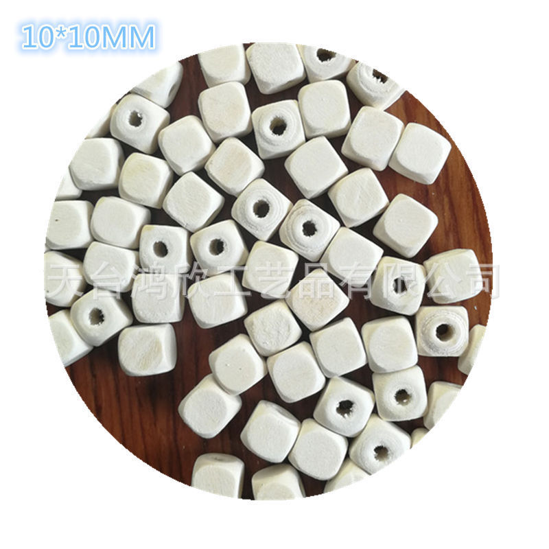Wooden Crafts 8MM white embryo maple with hole square beads loose beads in stock 10MM wooden beads without printing in stock wholesale