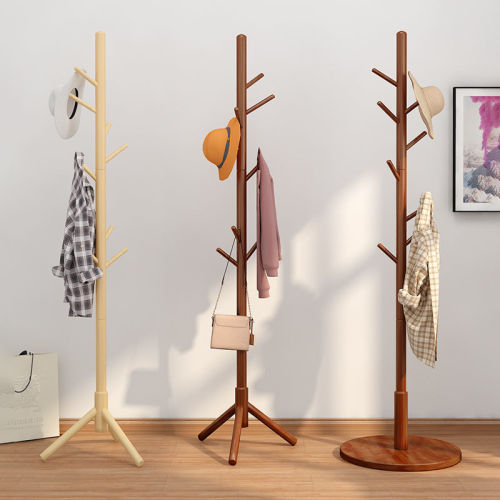 Coat rack floor-standing vertical clothes rack Internet celebrity clothes rack bedroom living room simple solid wood clothes drying rack direct sales wholesale