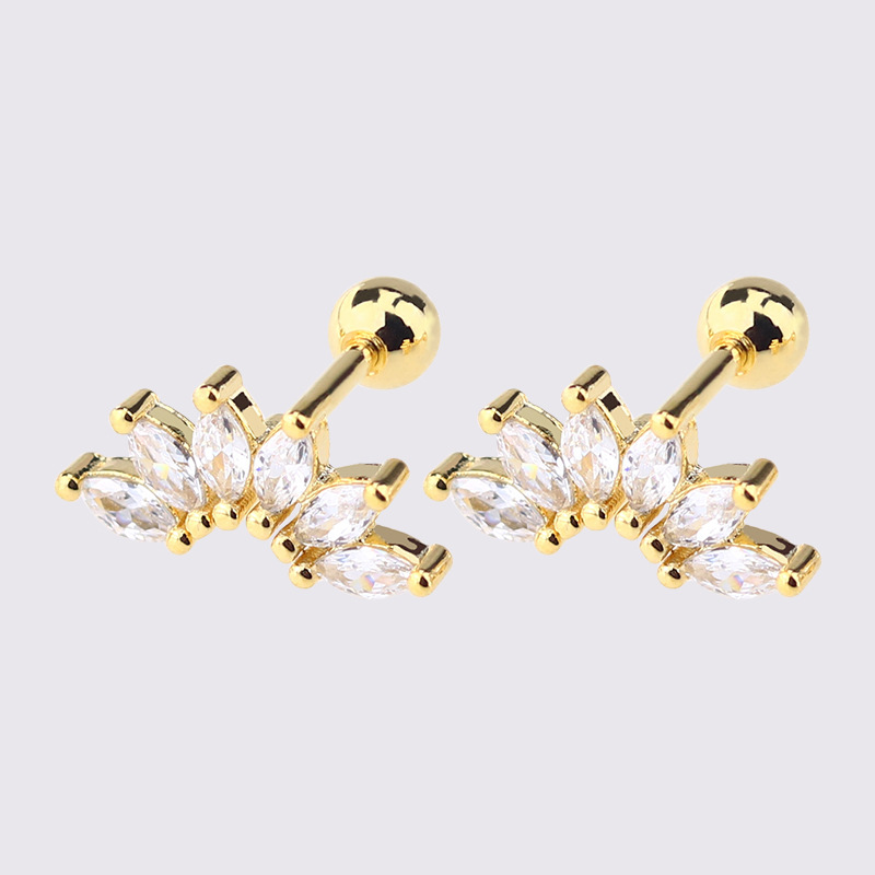 Pendientes de circonita de sol pequeño de venta caliente en Europa y América Pendientes de cobre de amor Personalidad simple Pendientes de circonita de moda geométrica en forma de corazón