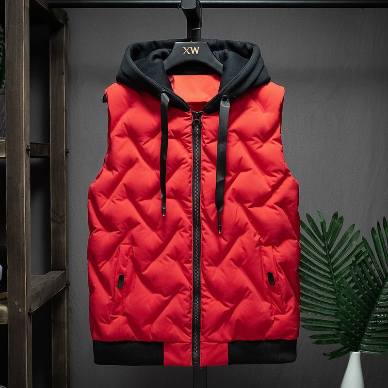 Herrenbekleidung Herren Baumwollweste Winter Herren neuer Stil Kapuzenweste Baumwollweste Jacke Arbeitskleidung Klasse Uniform Druck Logo_voghion.com
