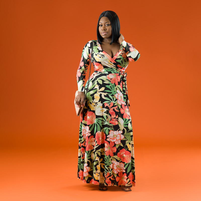 Sheath Dress Elegant V Neck Printing Nine Points Sleeve Flower Maxi Long Dress Daily Tea Party display picture 19