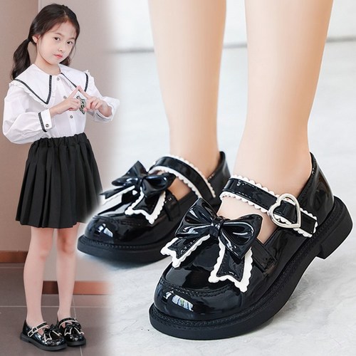 Children's Leather Shoes for Spring and Autumn 2025, British Style Black Soft Sole Princess Shoes for Primary School Students, Performance Shoes
