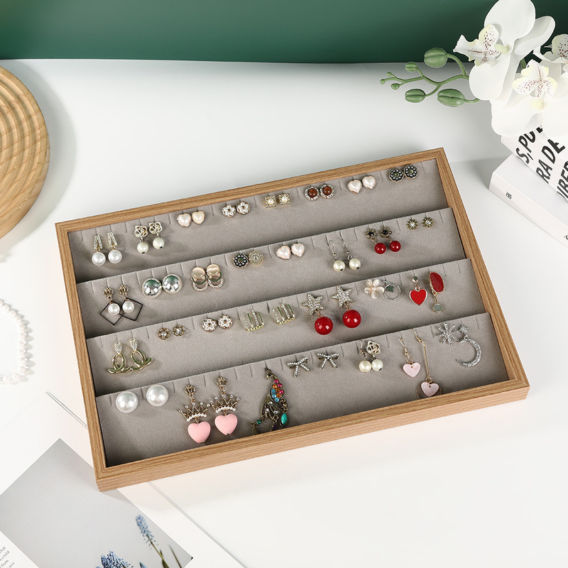 梨の木の木目調ジュエリーボックス、イヤリング、リング、ネックレス、ブレスレット、ジュエリーボックス、ブレスレット、大容量ディスプレイボックス|undefined