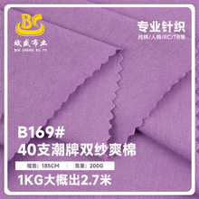 现货40支潮牌双纱爽棉200g加厚平纹汗布全棉 T恤针织男女装针织布