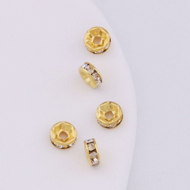 Gold and silver beaded rhinestone spacer beads 2*6mm round diamond spacer beads diy bracelet jewelry accessories Gold and silver beaded rhinestone spacer beads 2*6mm round diamond spacer beads diy bracelet jewelry accessories