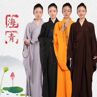海青居士服女士和尚海清袈裟僧服僧衣服长衫长褂春夏秋冬季咖啡色-阿里巴巴