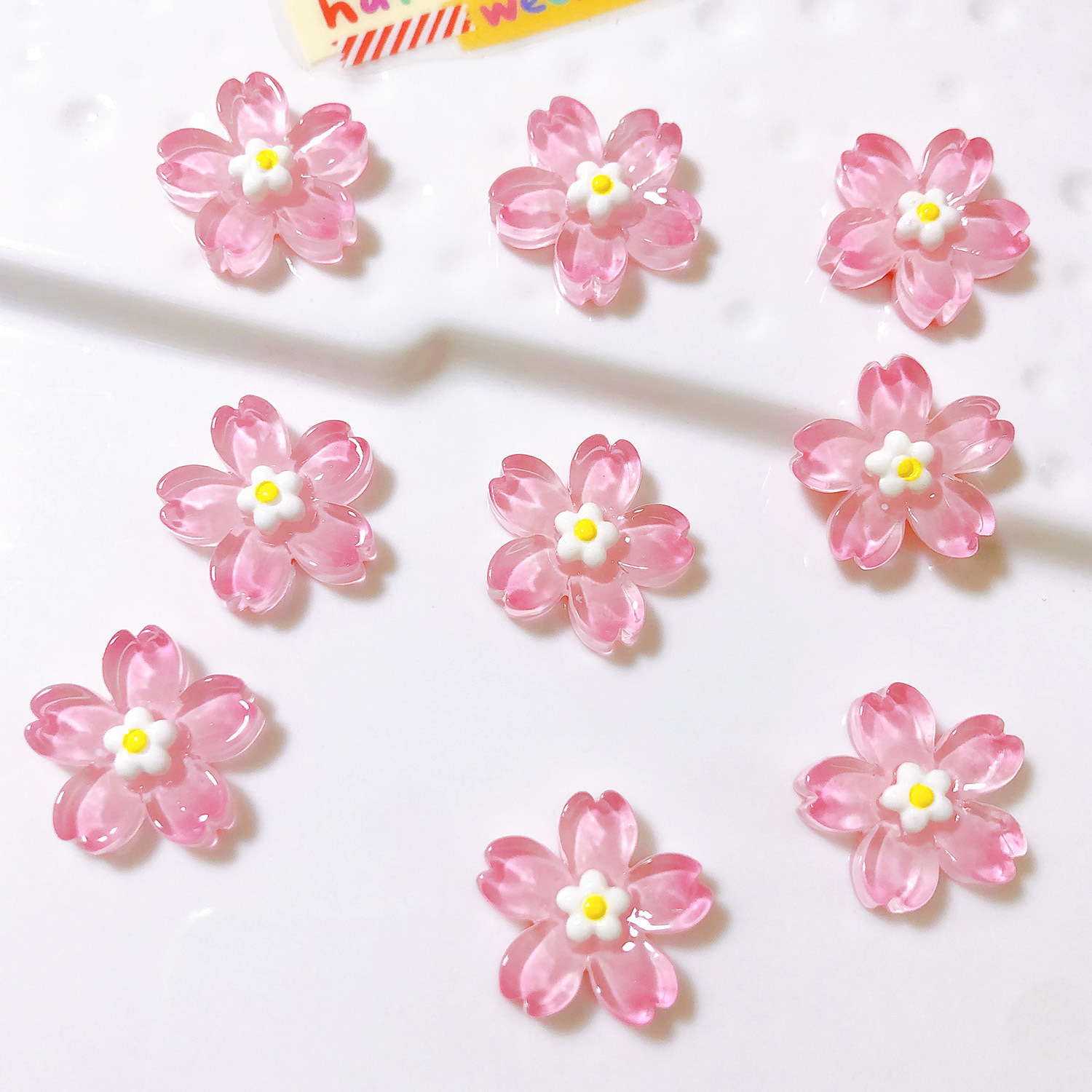 Serie de flores luminosas accesorios de material de resina bricolaje horquilla accesorios para el cabello refrigerador pegatina decoración doble color Flor al por mayor