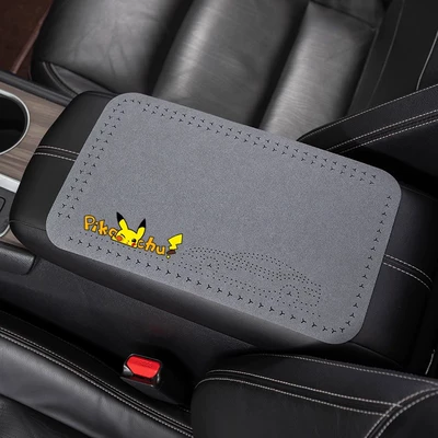 plush four seasons universal elbow, Armrest box pad - suede-armrest-pad-pikachu-calm-gray