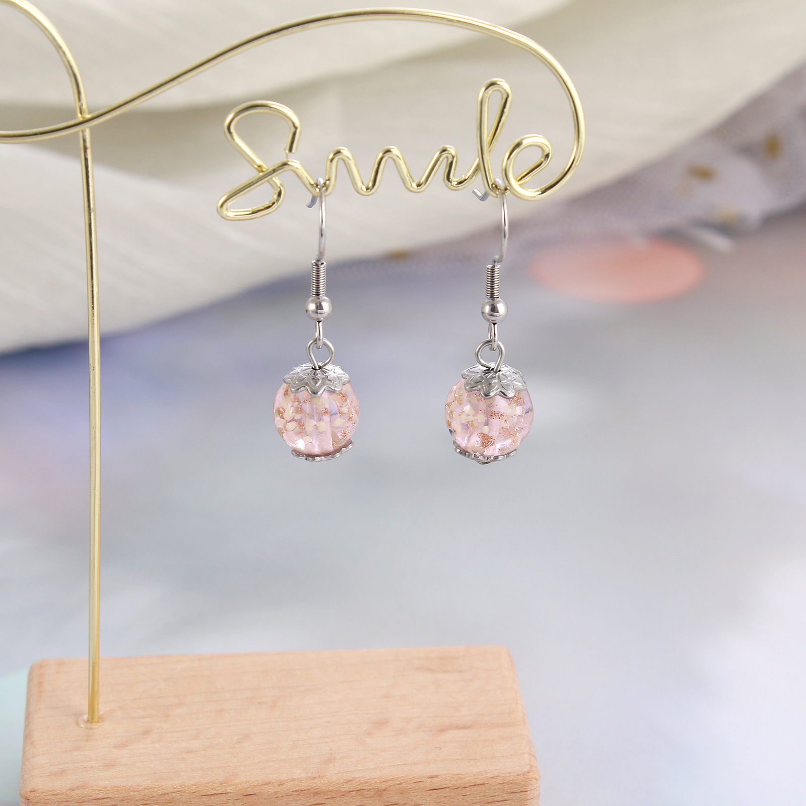 Simple Style Ditsy Floral Stainless Steel Plating Drop Earrings 1 Pair