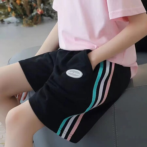 9010# Girls' Athletic Shorts Summer Children's Five-Pocket Shorts Thin Summer Outer Pants for Older Girls Trendy
