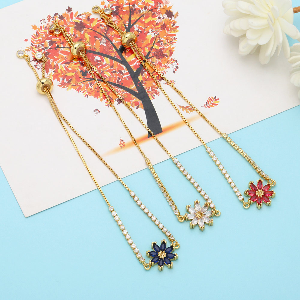 Fashion Flower Copper Bracelets Inlay Zircon Copper Bracelets
