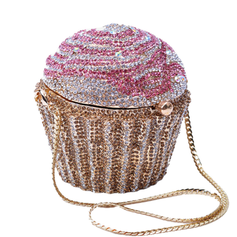 Cupcake Clutch Cupcake Diamond Bag Cut Out Metal Diamond Dinner Bag Banquet Dress Hand Bag for Women