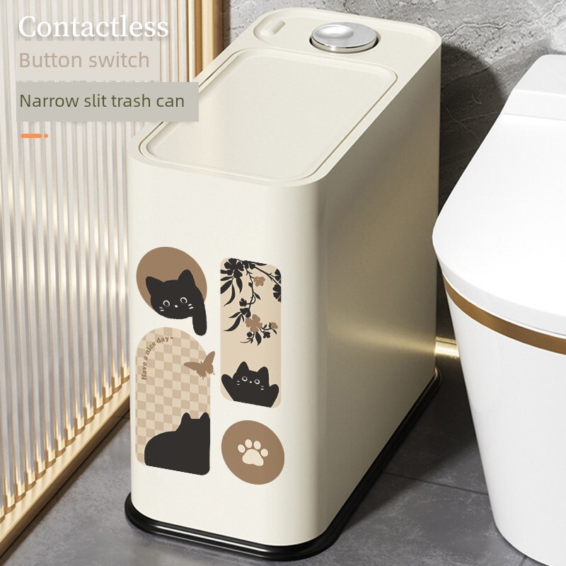 Bathroom Trash Can for Home Use 2025 New Model Narrow Gap Large Pop-Up Lid Sanitary Bin for Narrow Spaces High-Value Wastebasket