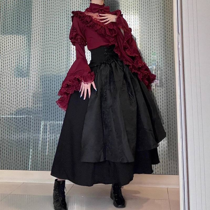 Shirt Lolita Dark Gothic Dress Long Skirt Black Dress Skirt Halloween Wear Cos Suit