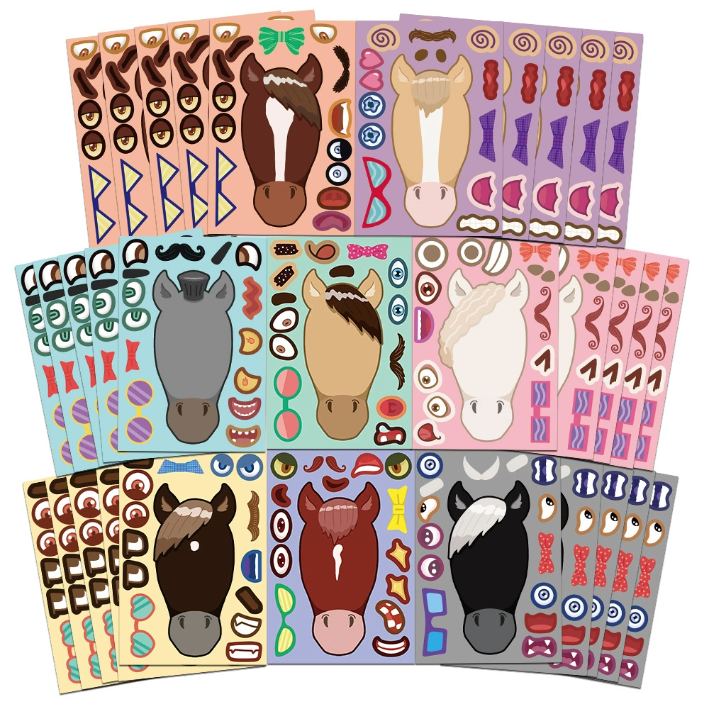 8 мультфильм пони игрушки для лица стикер головоломки diy креативная головоломка Make face водонепроницаемая наклейка