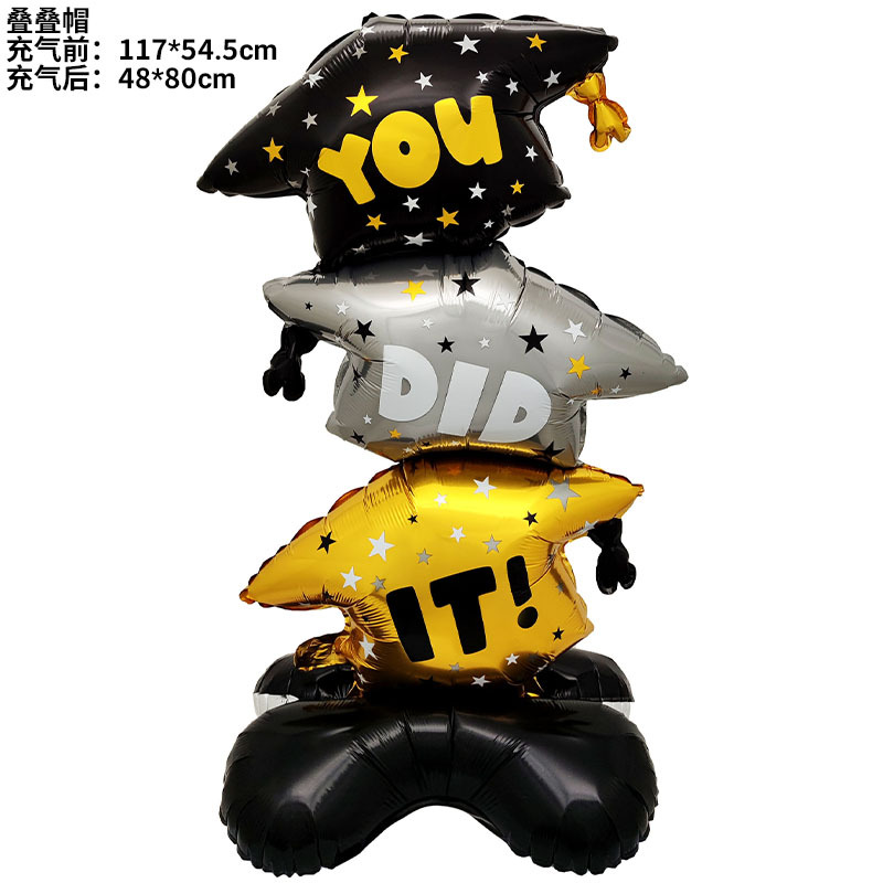 fiesta de graduación de la escuela para tomar fotos de fondo gran sombrero de graduación 4D estereoscópico de pie GRAD oso doctor base globo
