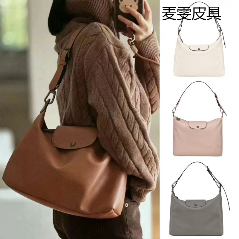 Longchamp üslubunda qadın çantası, böyük tutumlu hobo model