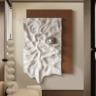 Wabi-Sabi Style 3D Relief Handmade Decorative Painting Sandstone Living Room Physical Painting Metal Ball High-End Entrance Hanging Painting