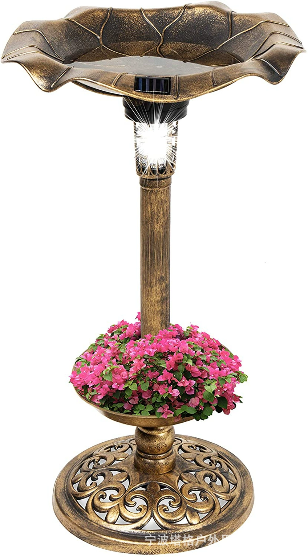 Открытый солнечный свет птичий баня цветочный пейзаж украшения парк сад пейзаж украшения