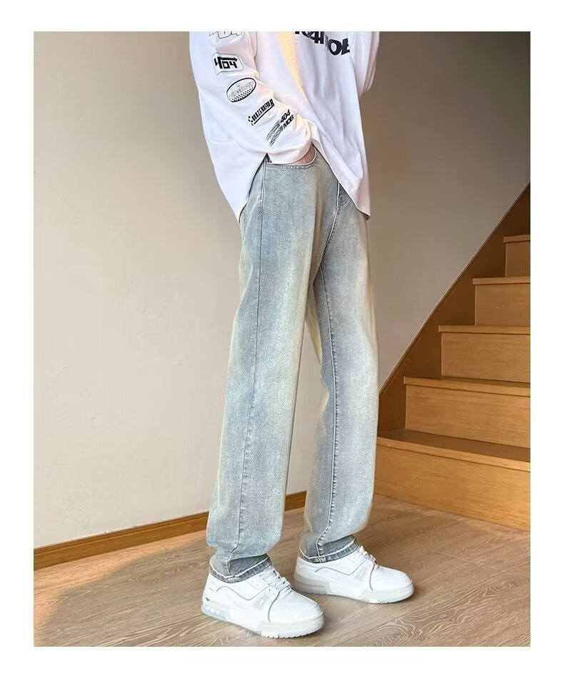 Estilo de Hong Kong hombres de moda verano nuevo estilo 2024 personalidad alfabeto jeans hip-hop ins marea calle alta tendencia pantalones guapos