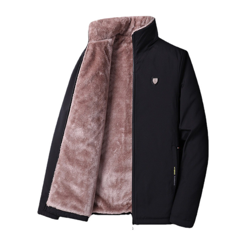 Algodón de mediana edad hombre de cachemira gruesa de cordero ropa de algodón cálida de mediana edad papá chaqueta de invierno chaqueta de algodón de invierno