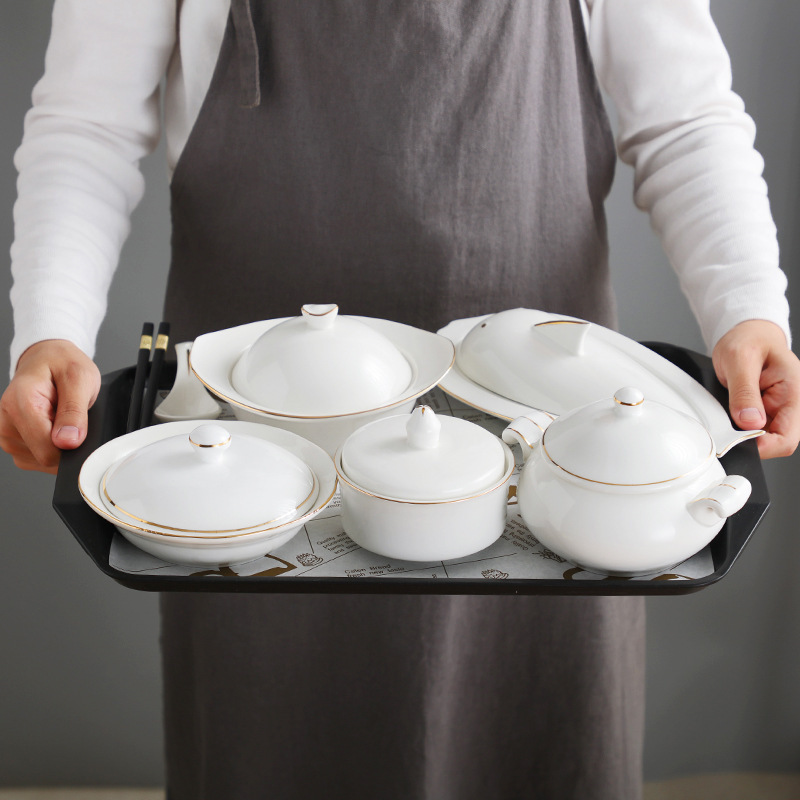 陶磁器月子食器セット碗皿産婦専用蓋付き環境保護衛生月子食一人分煮込みスープ|undefined