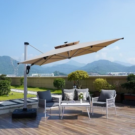 Paraguas al aire libre patio villa jardín aleación de aluminio lujoso ocio al aire libre 10 cm gran columna paraguas romanas image 3