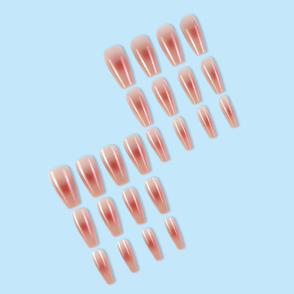 Color sólido polvo desnudo gradiente trapezoidal manicure puro deseo suave viento para usar uñas 24 piezas de parche de uñas falsas terminadas image 4