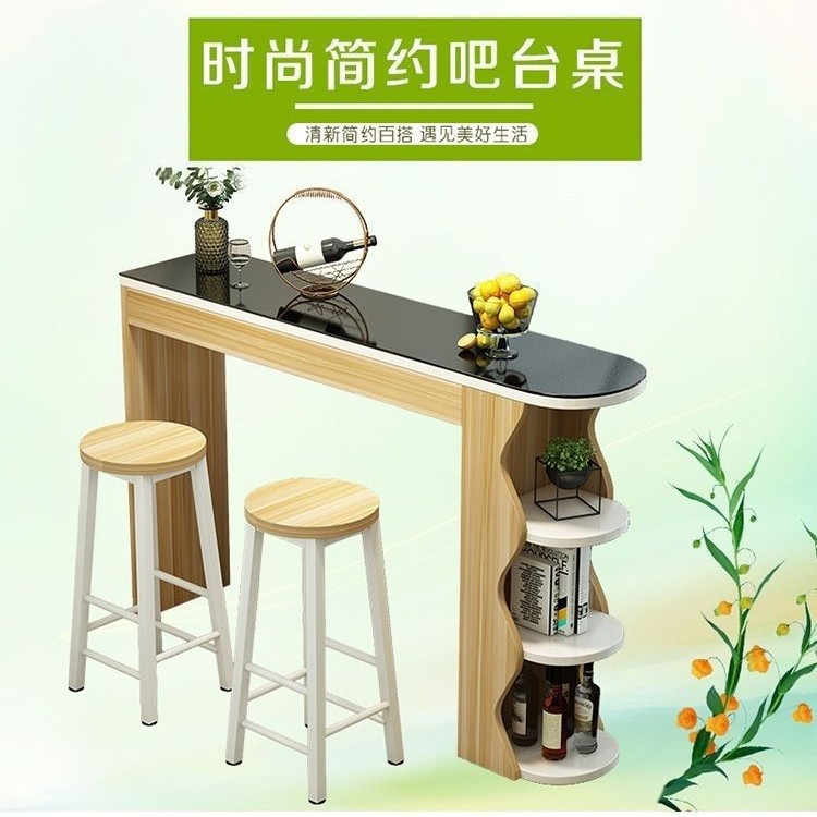 Wall Bar Counter for Small Apartment Household Simple Living Room Balcony Long Table and Chair Combination Milk Tea Shop Entrance Small Bar Counter