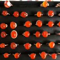 Кольцо Baoshan Nanhong Agate Xiaozhuang Ice Red из серебра 925 пробы с регулируемым размером кольца Nanhong.