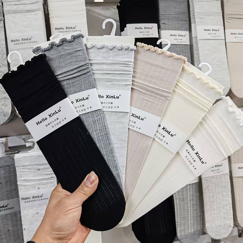 Helloxinlu Lace Socks for Women, Summer Thin Mid-Calf Socks, Trendy Hollow Mesh Seamless Slouch Socks Helloxinlu Lace Socks for Women, Summer Thin Mid-Calf Socks, Trendy Hollow Mesh Seamless Slouch Socks