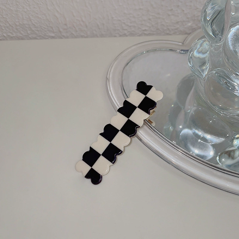 Зажимы для волос коллекция Checkerboard — стильные черно-белые зажимы для чёлки, маленькие декоративные булавки