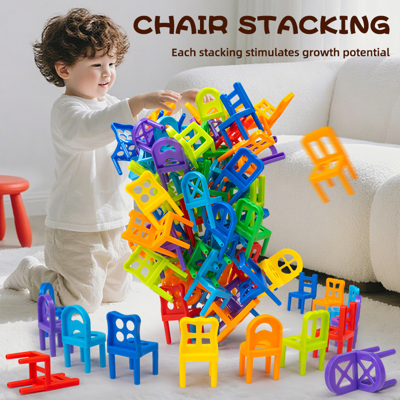 Cross-Border Children's Chair Stacking Game, High-Balancing Stacking Blocks, Fun Parent-Child Interactive Tabletop Toy, Educational