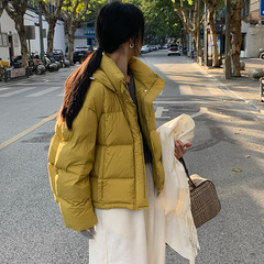 韩版连帽小个子羽绒服女2025冬新款时尚宽松白鸭绒泡芙宽松面包服