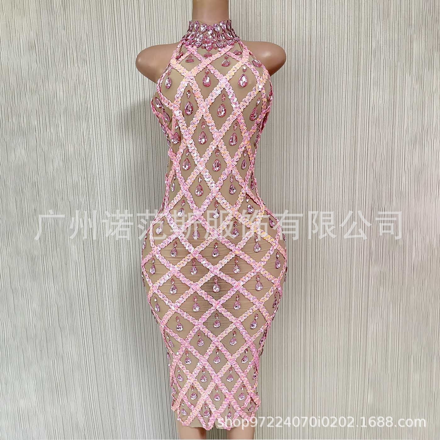 NOVANCE autumn fashion elegant bling Pink Diamond off-the-shoulder evening dress sequins ball dress party