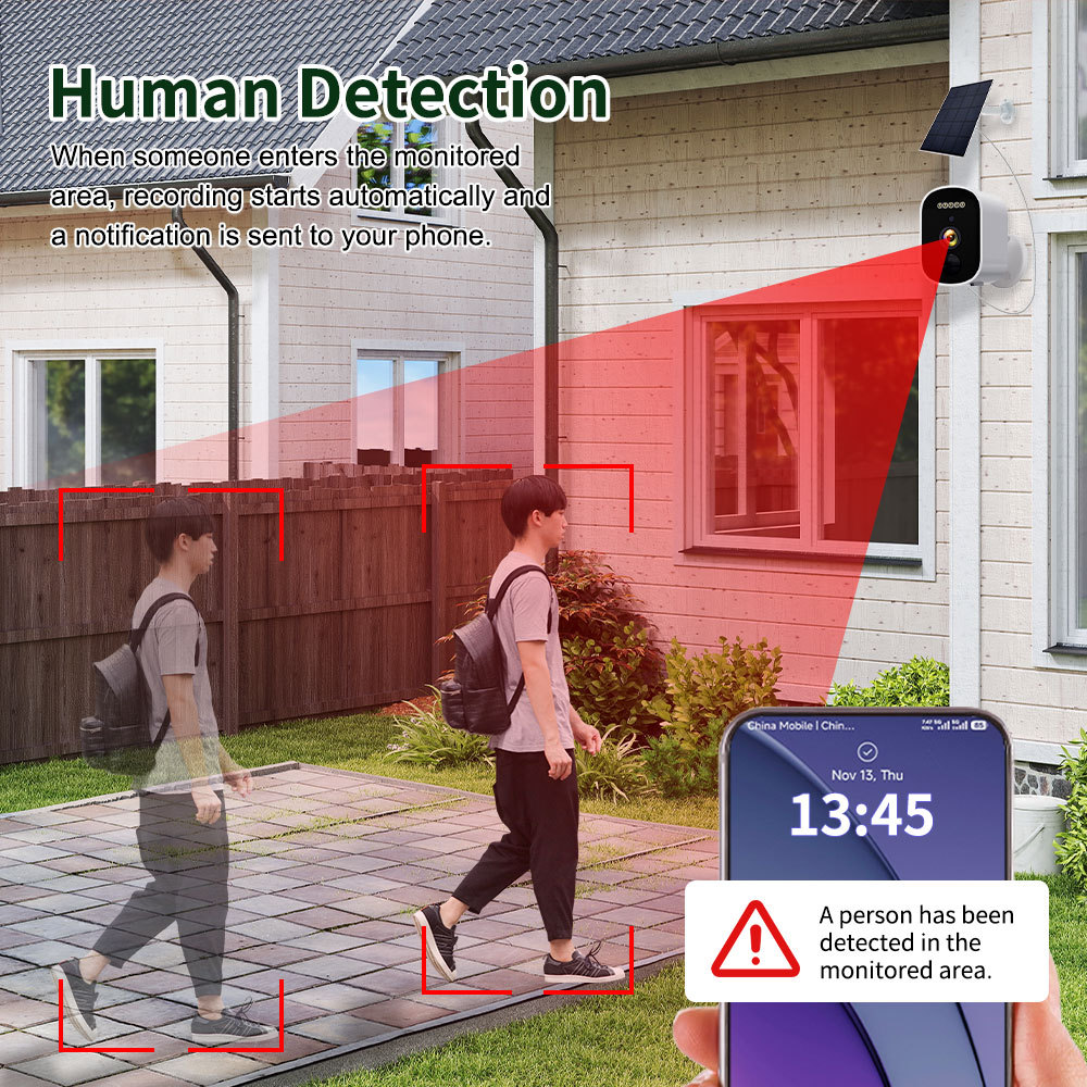 Solar battery HD night vision camera, wireless installation