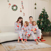 欧美风男女套装大中小童婴儿睡衣欧美圣诞树汽车印满花母子亲子装