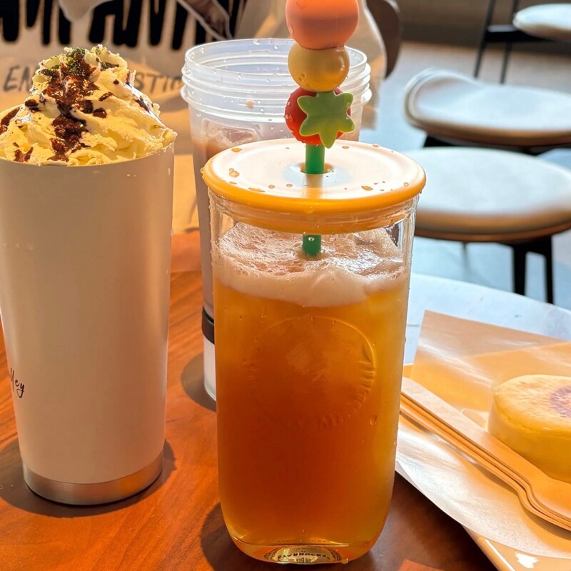 制作款星星杯子夏日果缘奇遇可爱亮黄伴手礼水果三角玻璃吸管杯|undefined