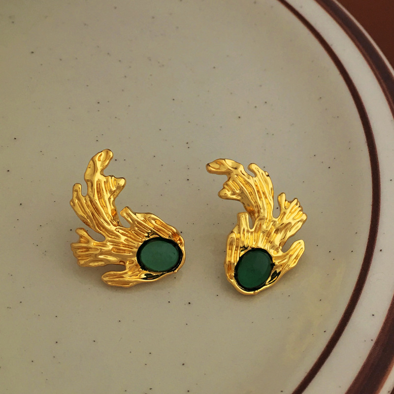 Retro Geometric Copper Earrings Plating Resin Copper Earrings