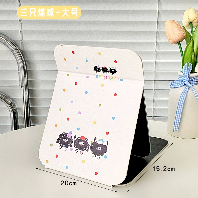 Folding PU Portable Makeup Mirror, HD Glass, Standable Compact Vanity Mirror