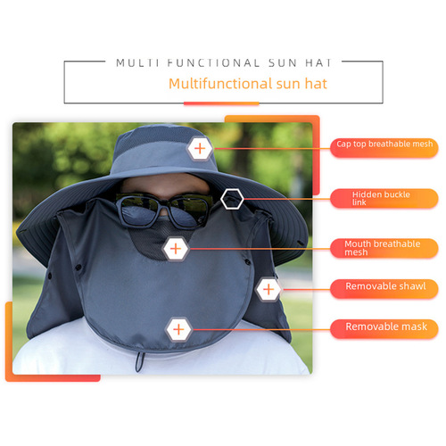 Increase brim 360-degree sun protection outdoor hat for men, sun hat, waterproof fishing hat, mountaineering hat, factory direct sales