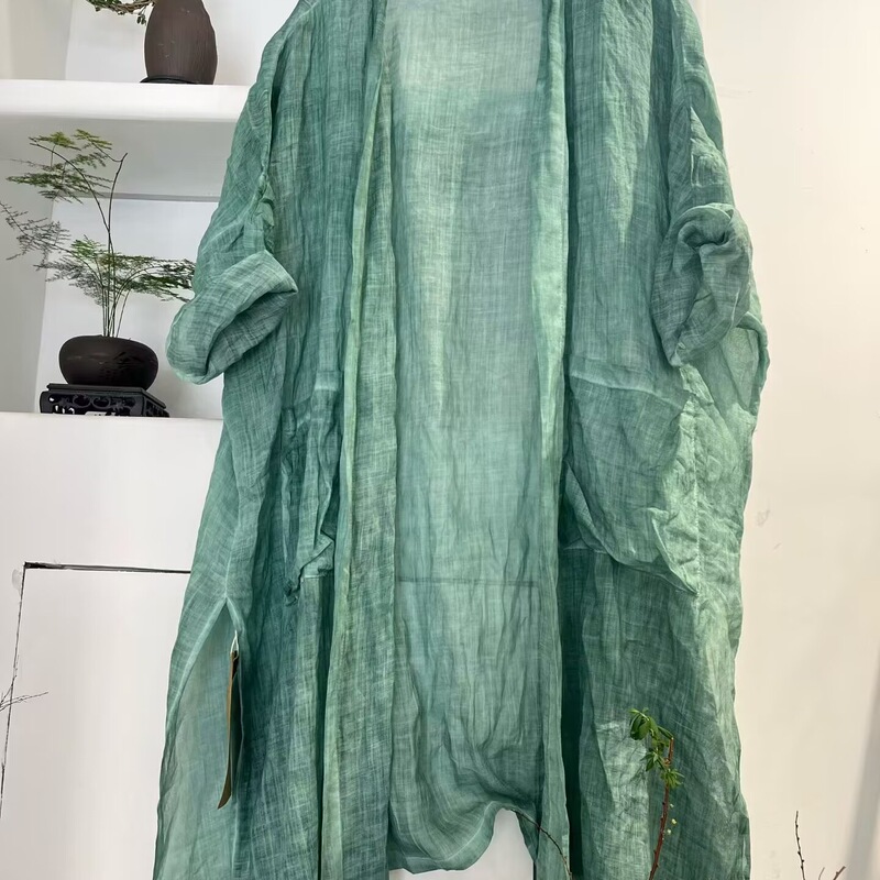 2026 Summer New Style Ramie Outerwear Jacket for Women, Loose Chinese Style Cardigan, Artistic Retro Lightweight Top