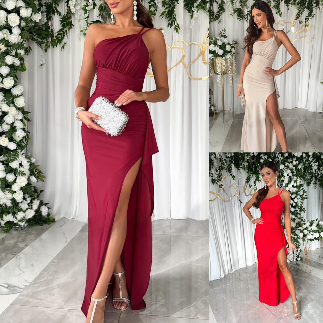 Women's Sheath Dress Sexy Collarless Zipper Sleeveless Solid Color Maxi Long Dress Banquet Party Date display picture 1