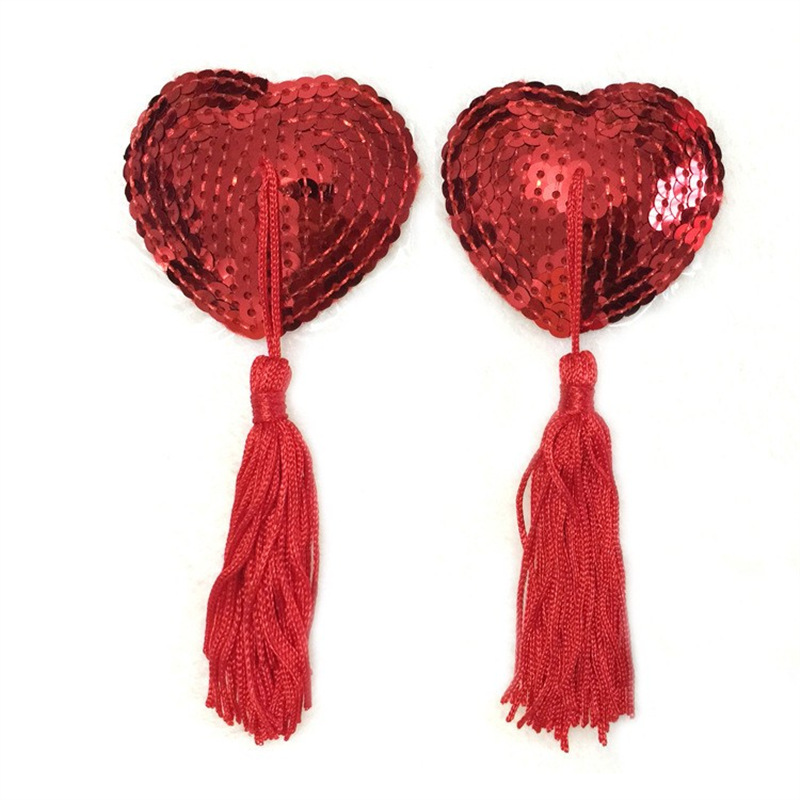 Colección de Cubrepezones Bright Love, Cubrepezones de Encaje, Accesorios de Lencería, Cubrepezones con Borla en Forma de Corazón A17