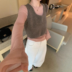 闭眼入免搭配2025秋季时尚气质百搭显瘦U领无袖针织背心女打底T恤