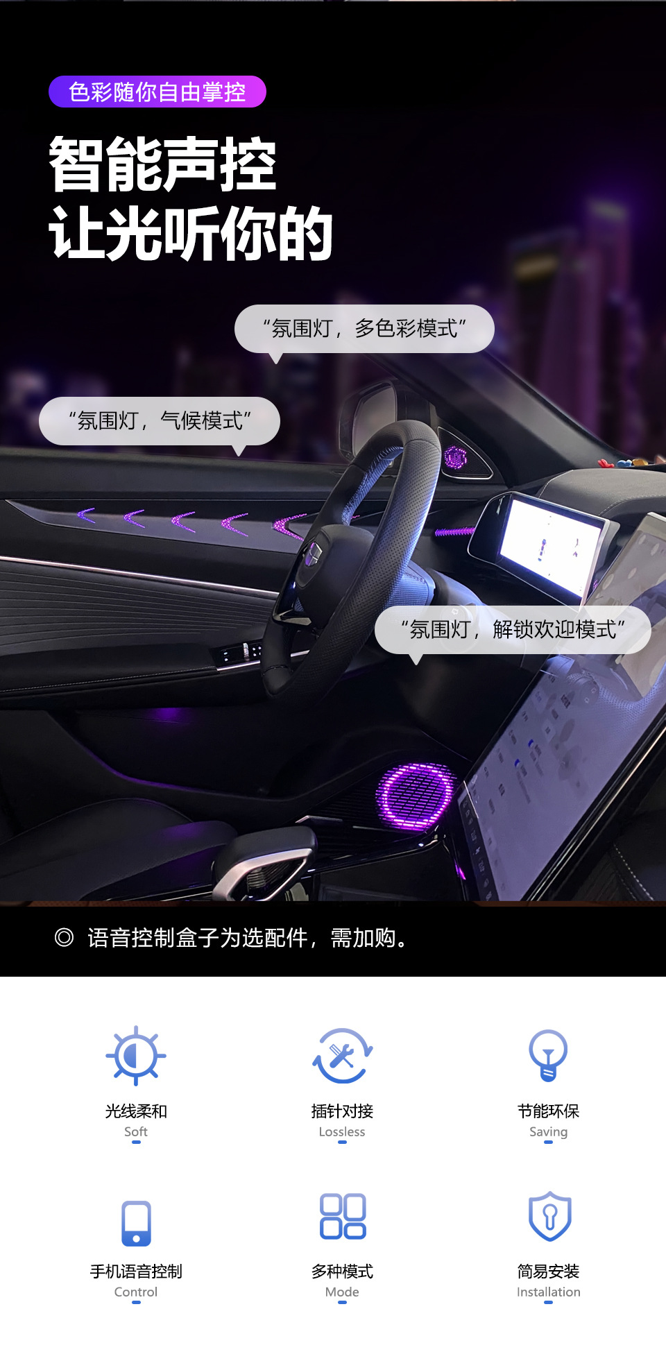 Car ambient lighting is suitable for Geely Boyue COOL and Cityray models