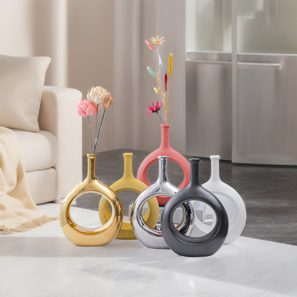 Florero decorativo de cerámica, diseño artístico, ideal para sala de estar, pasillo o habitación, decoración suave y elegante